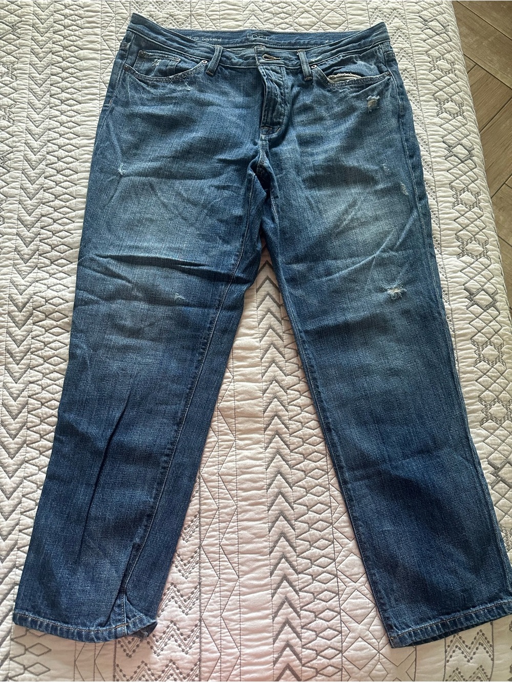 LOFT Women's Dark Blue Boyfriend Jeans